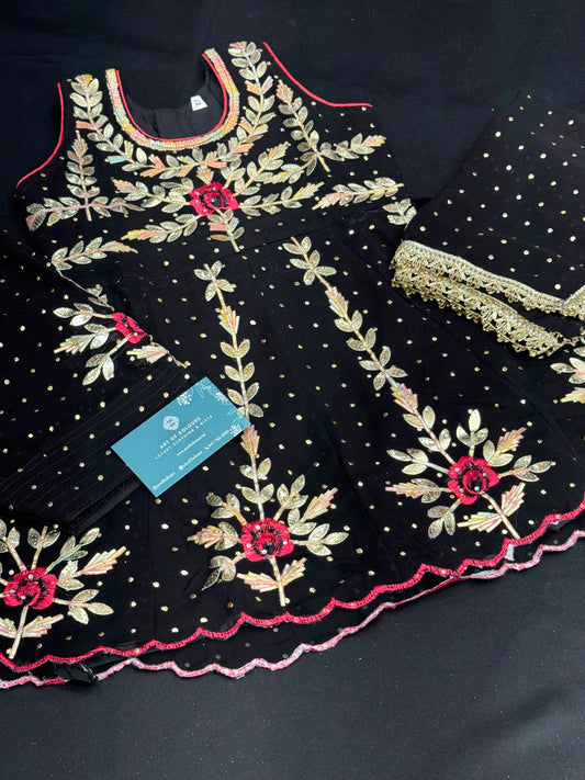 Pavi Kids Frock Salwar Suit- Black