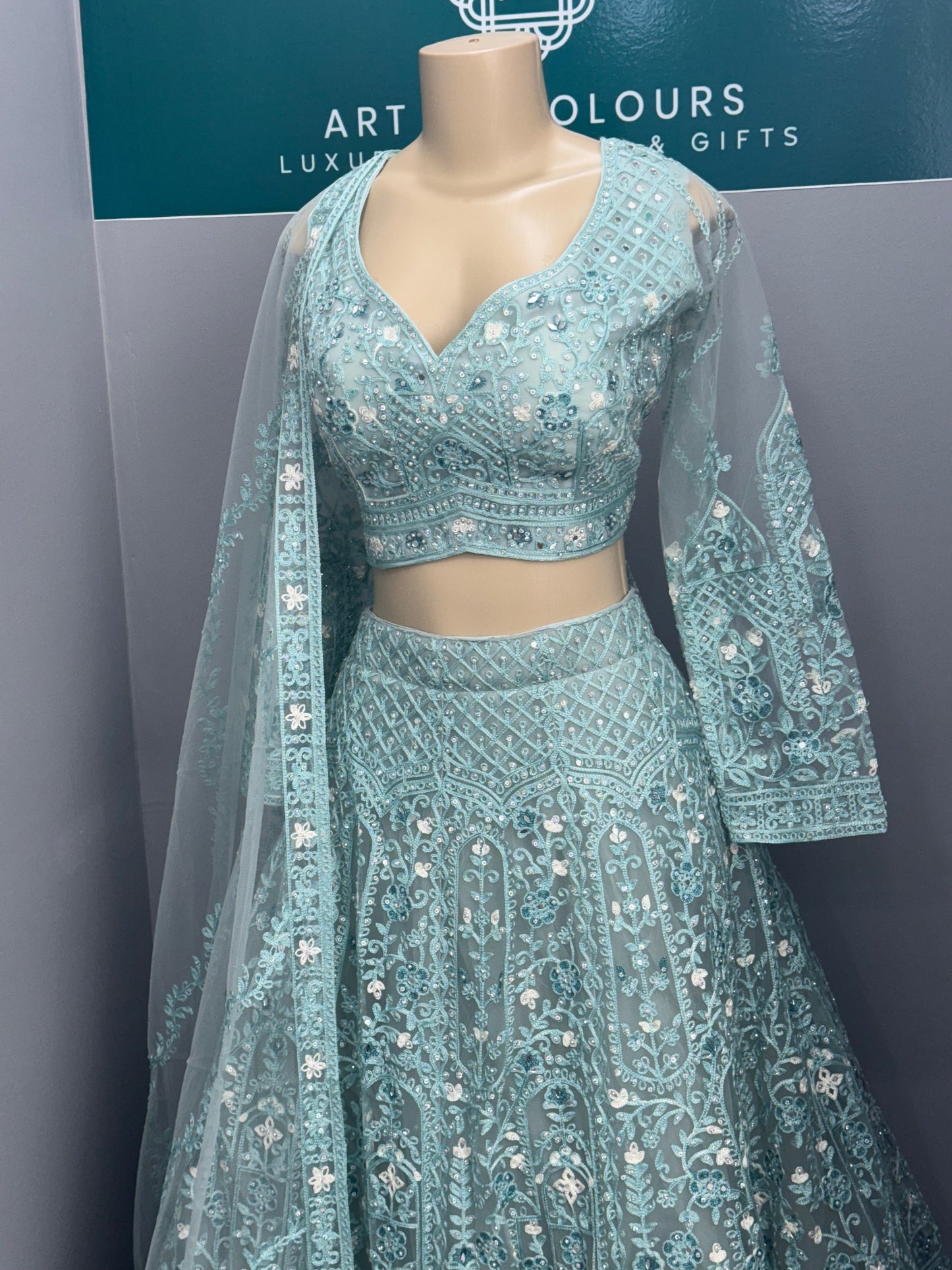 Beautiful Embroidered & Mirror Work Lehenga