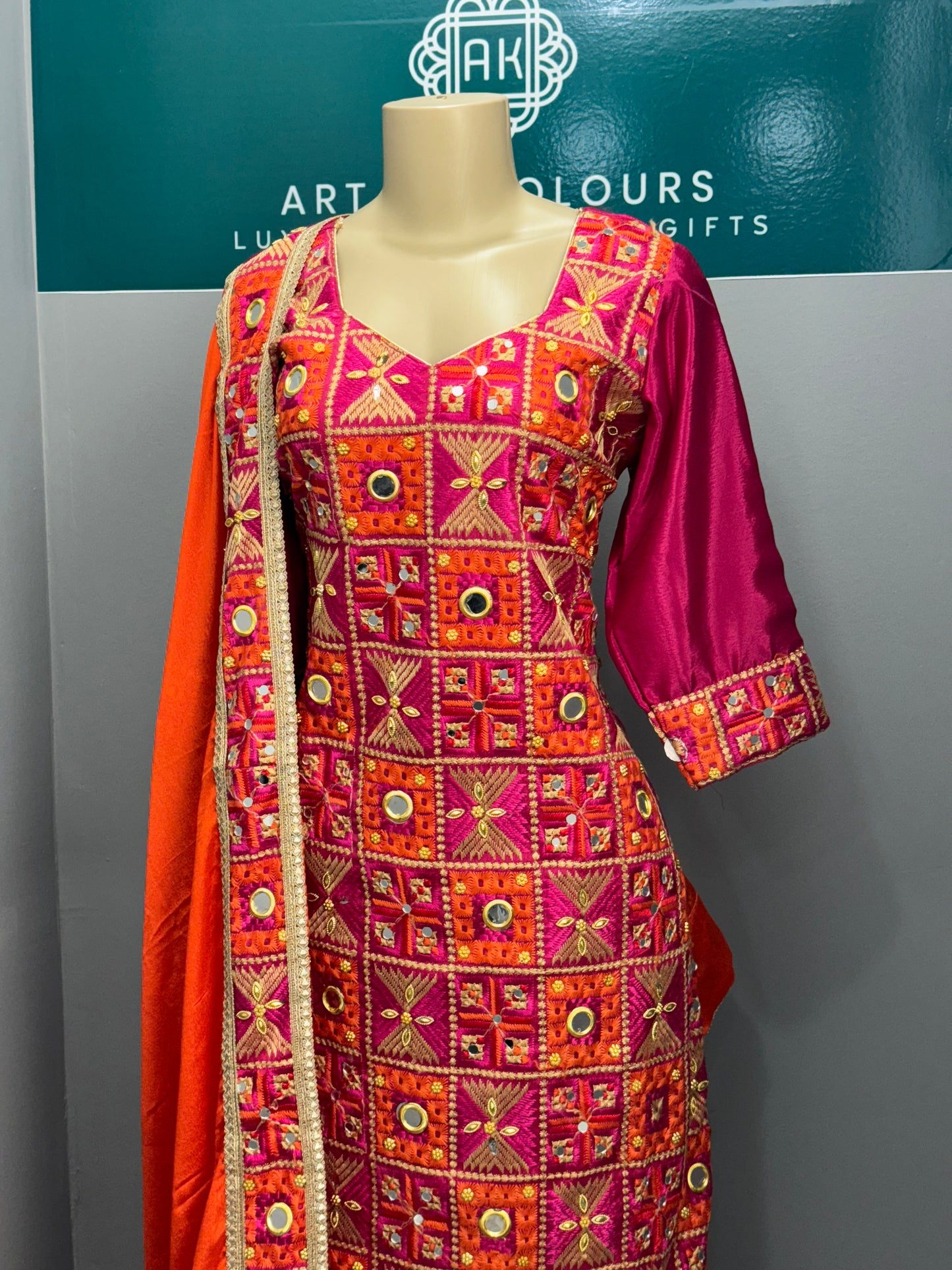 Traditional Phulkari Sharara Suit