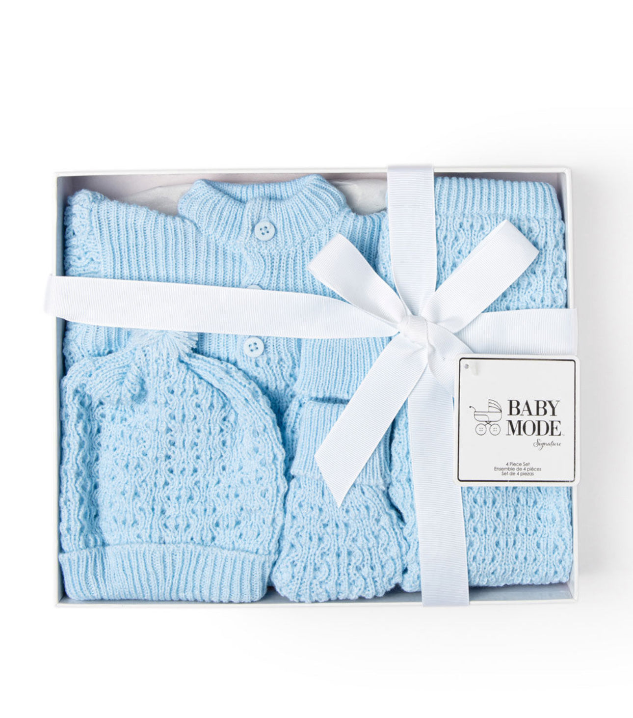 Blue 4 Piece Knitted Gift Set