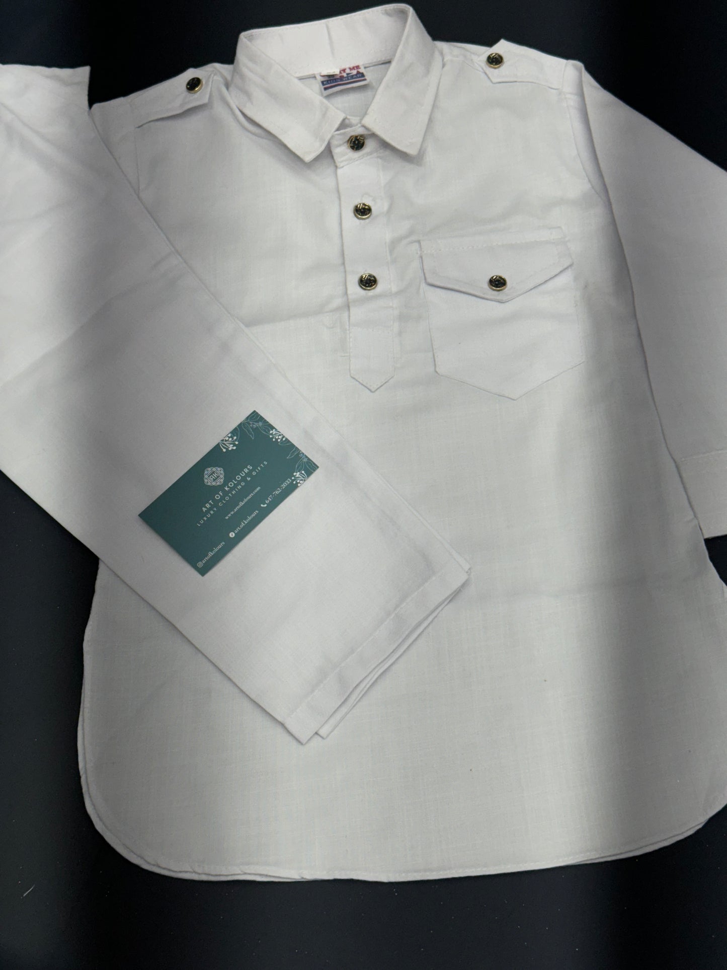 Diljit Boys Kurta Pajama- White