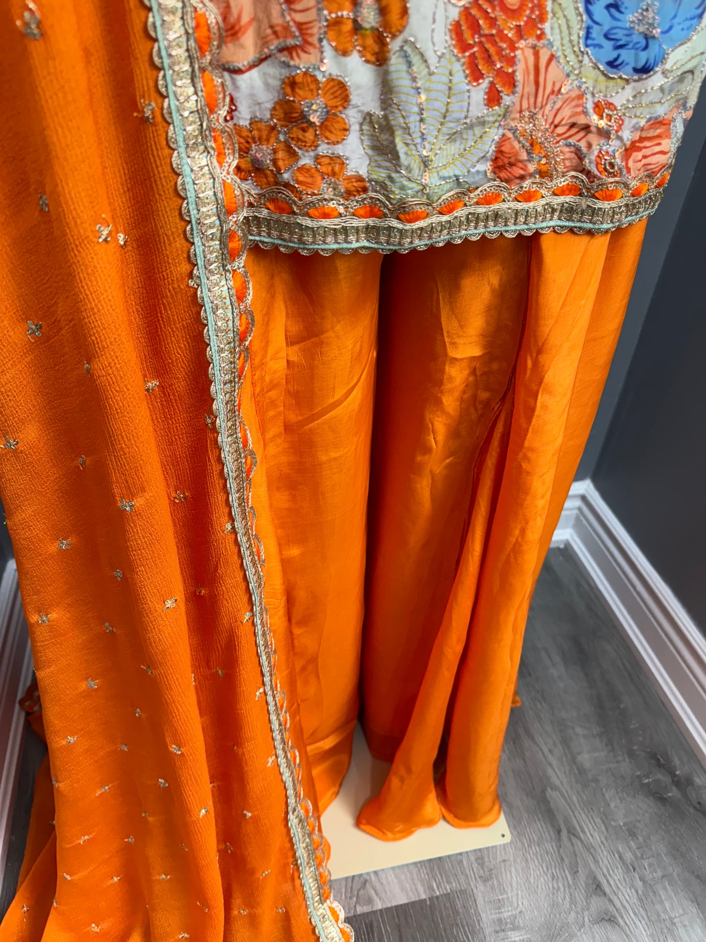 Orange Morni Phulgaz Sharara Suit