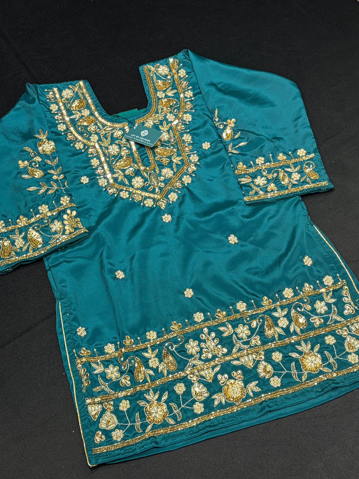 Bottle Green Kid’s Handwork Salwar Suit