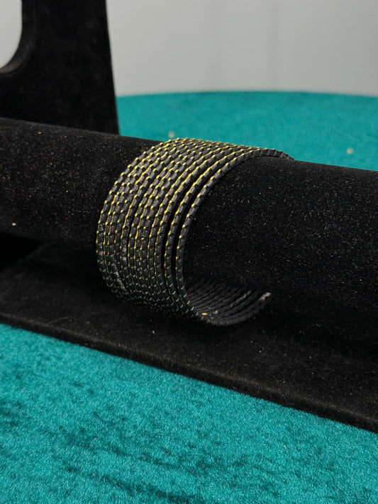 Black and Gold Plain Bangles Size 2.12