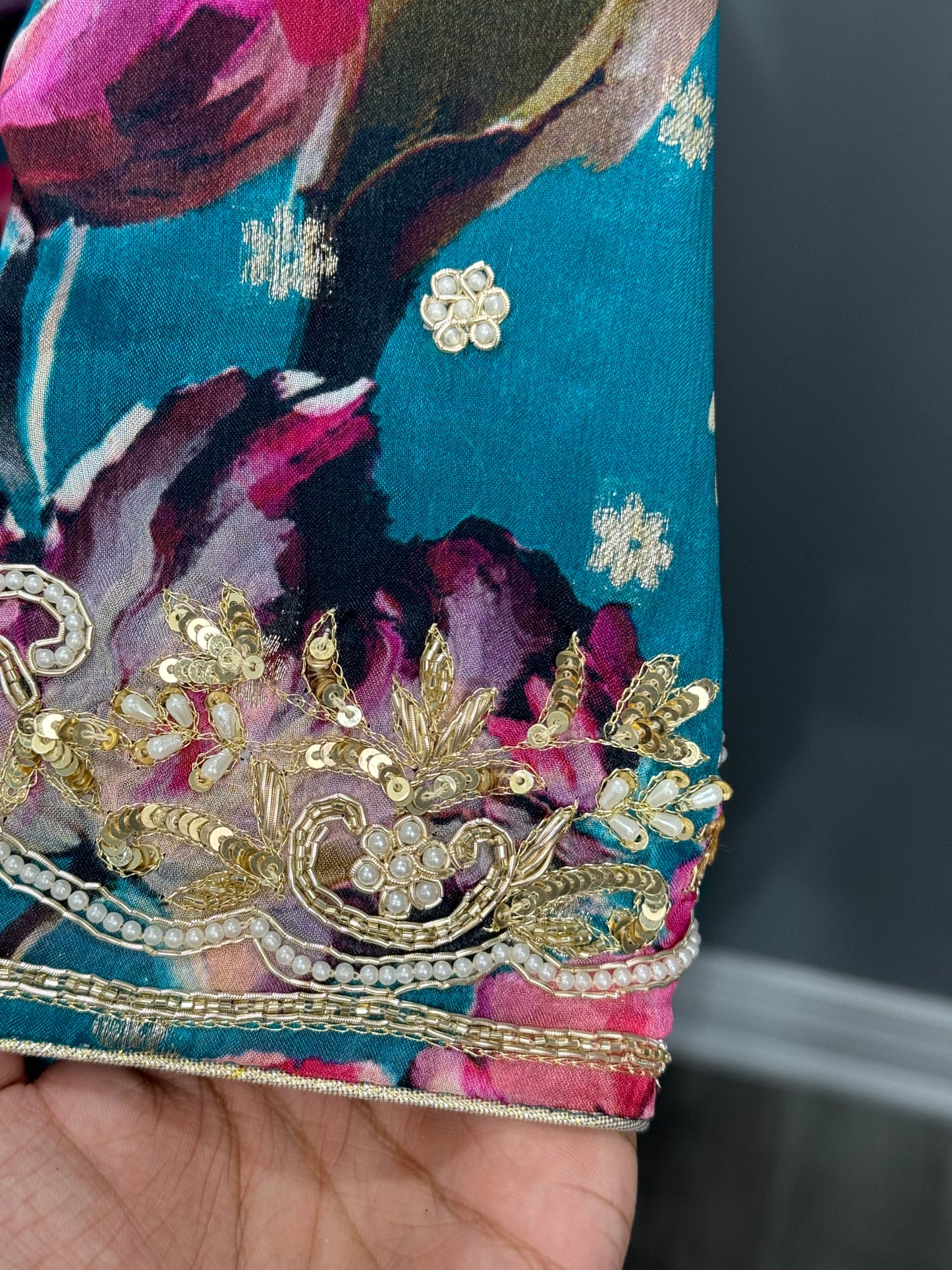 Sonam Printed Handwork Salwar Suit Blue