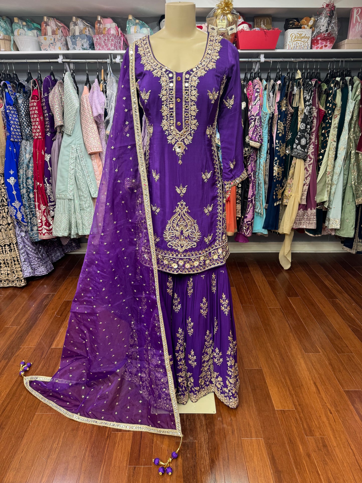 Handwork Pure Purple Sharara Suit