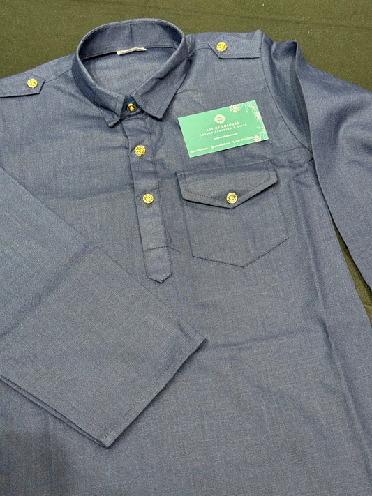 Diljit Boys Kurta Pajama- Navy