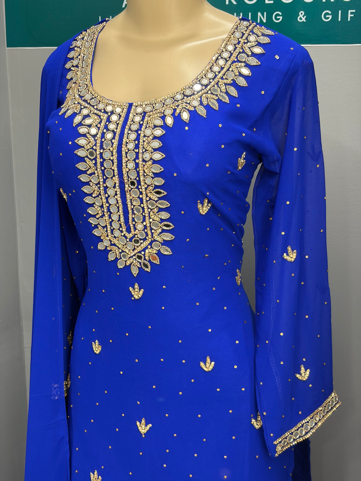 Royal Blue Mirror Work Farshi Salwar Suit AK7576-1226