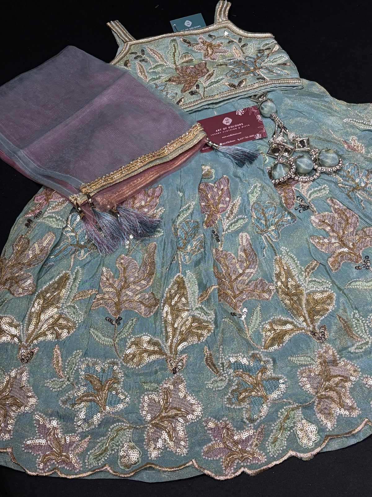 Aqua Floral Lehenga