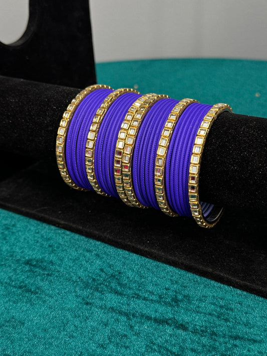 Purple Mirror Work Bangles