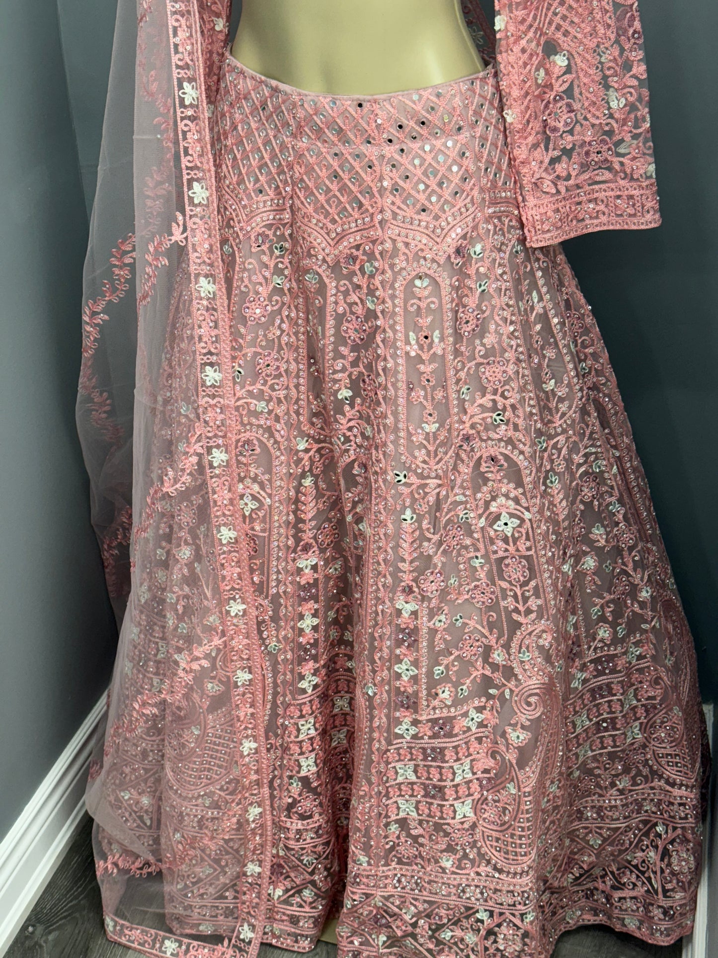 Beautiful Embroidered & Mirror Work Lehenga