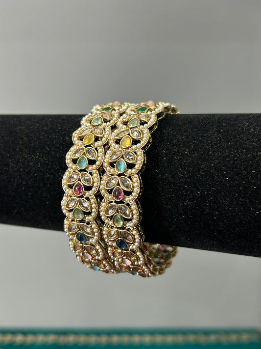 Multicolour Flower Kada Bangles
