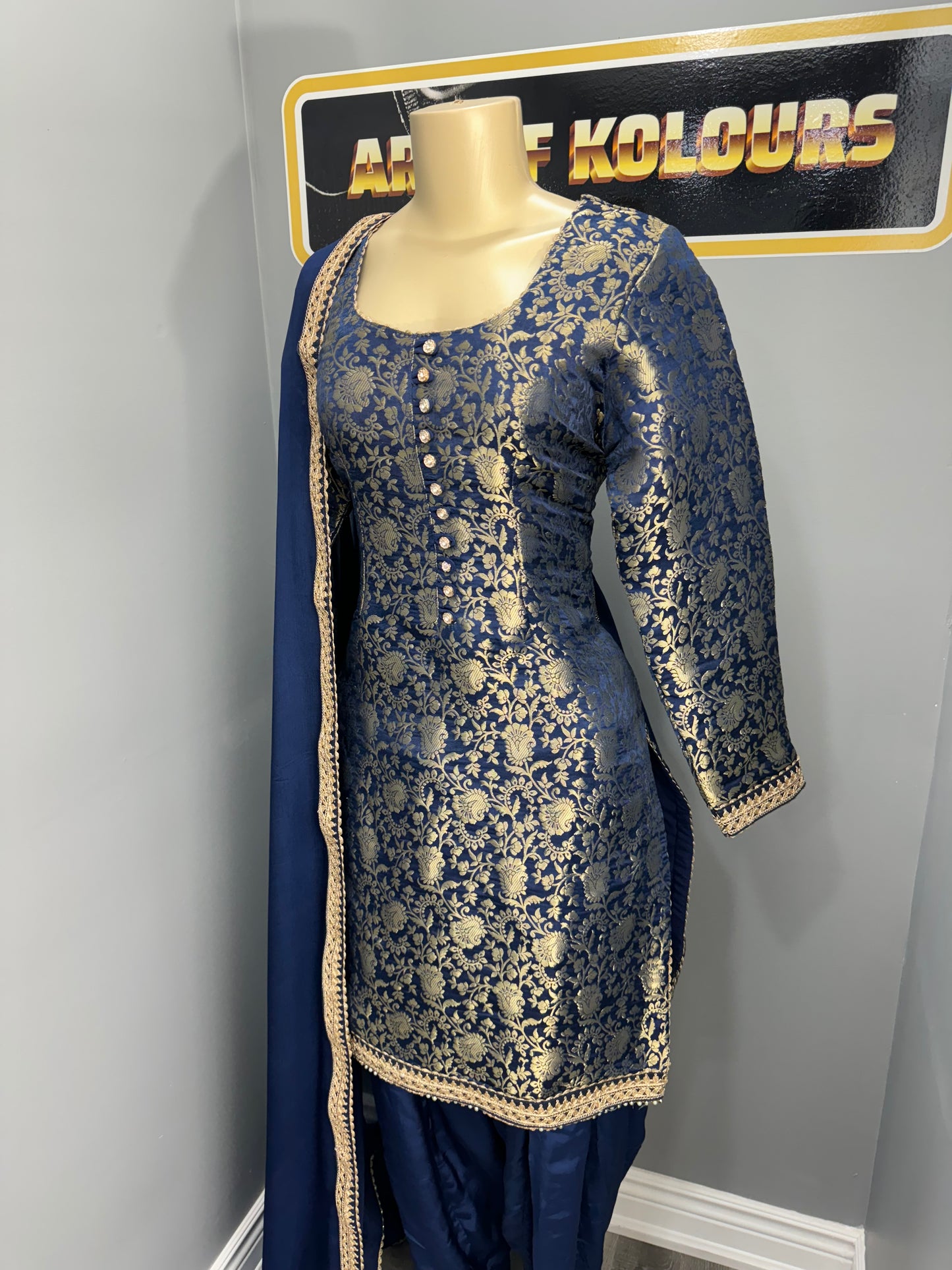 Sardari Brocket Salwar Suit Navy