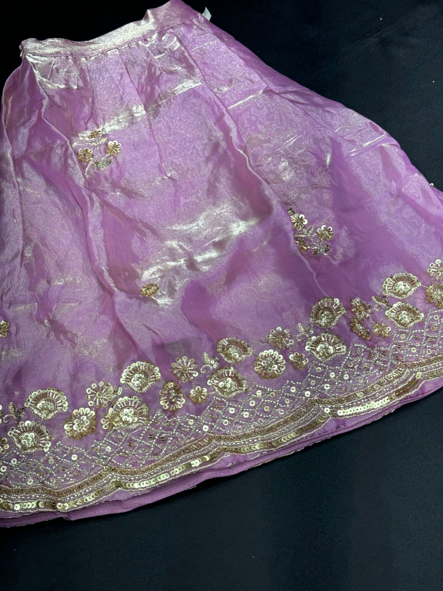 Kiran Kids Fendi Beadwork Lehenga-Lavender
