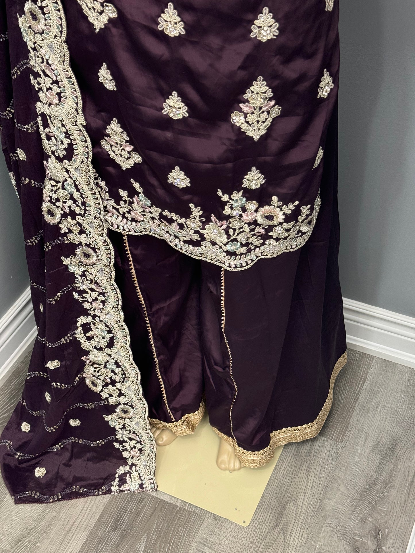 Wine Farkabadi Sharara Suit