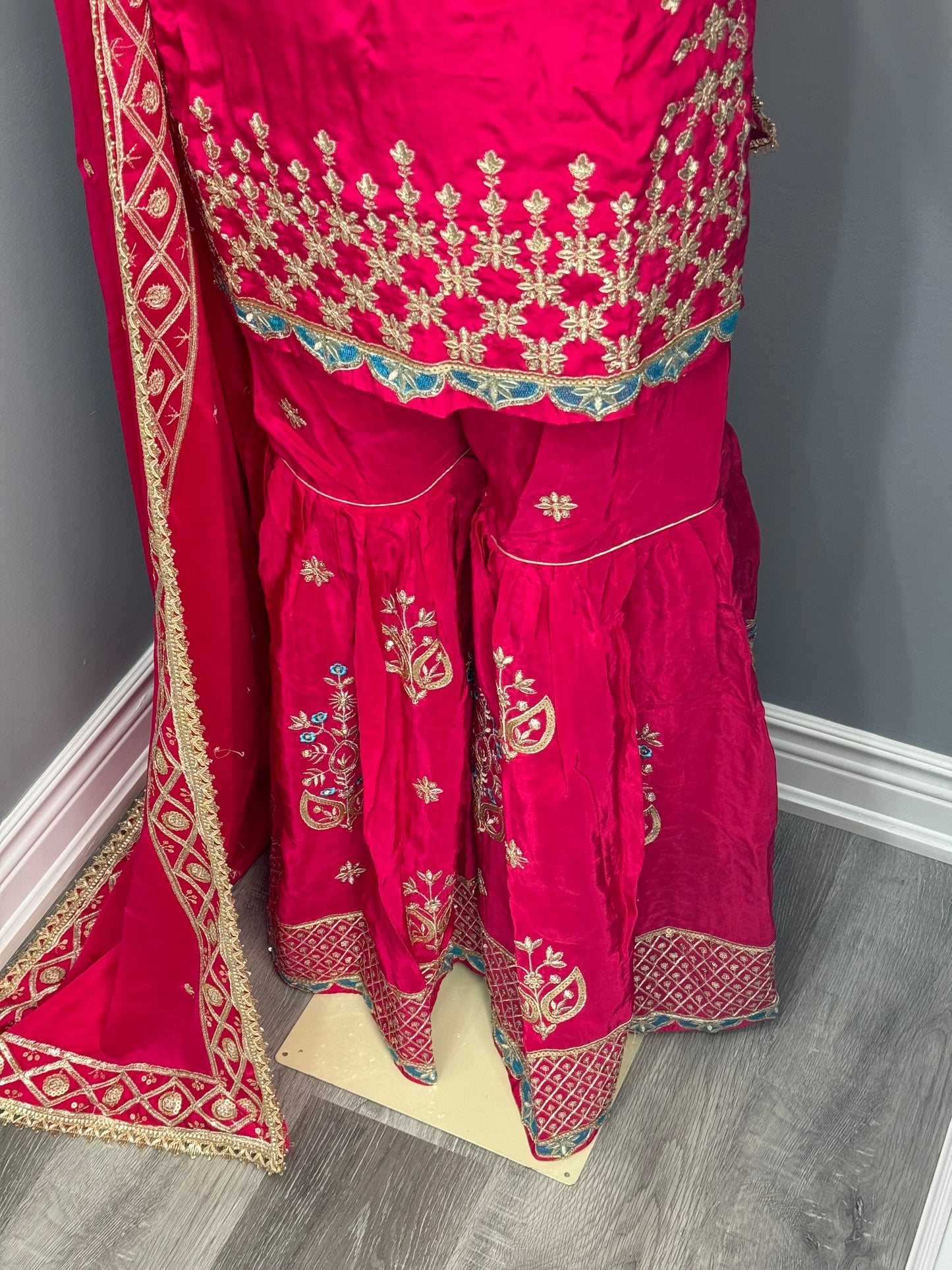 Crepe Embroidered Gharara Suit