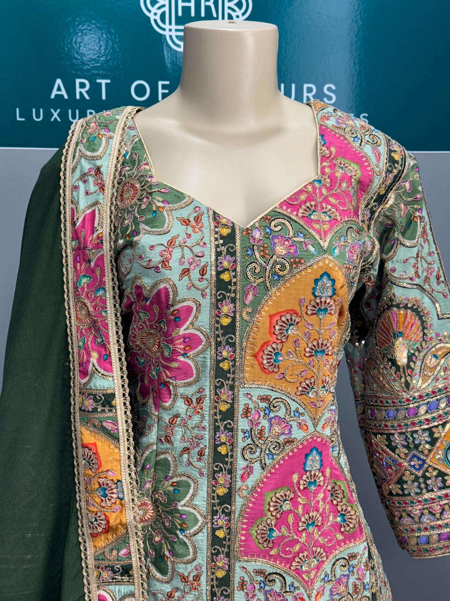 Position Work Gharara Suit- AK3536-0526