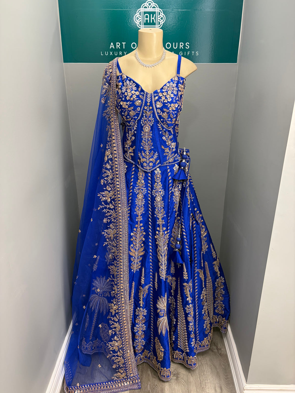Heavy Beaded Royal Blue Corset Lehenga- AK6974-1726