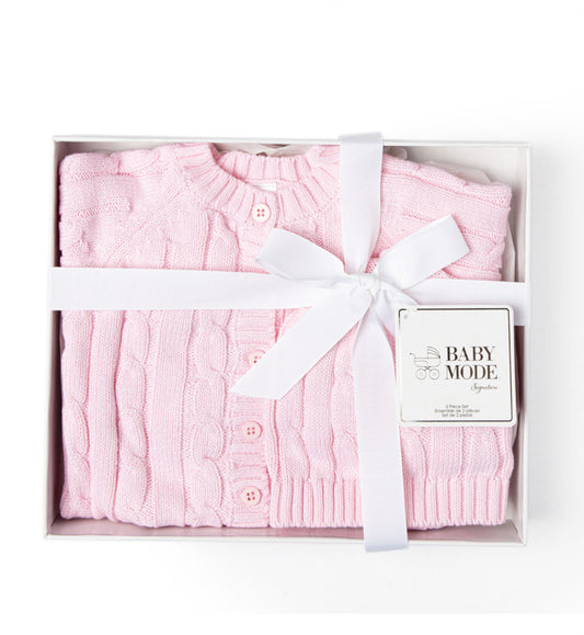 Pink 2 Piece Knitted Gift Set