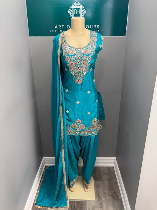 Turquoise Jewel Handwork Salwar Suit AK6974-2526