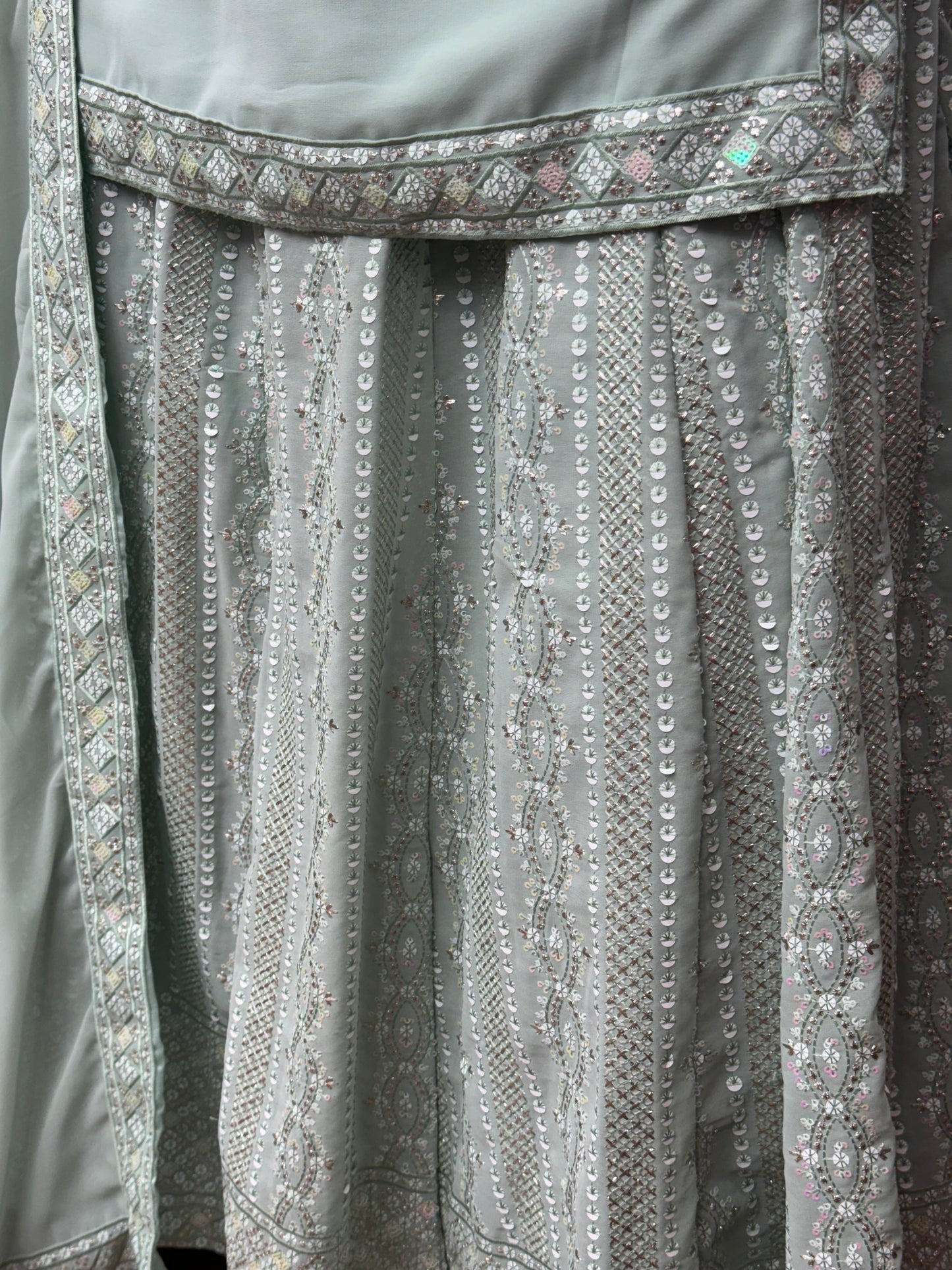 Sequence Work Long Top Lehenga Mint