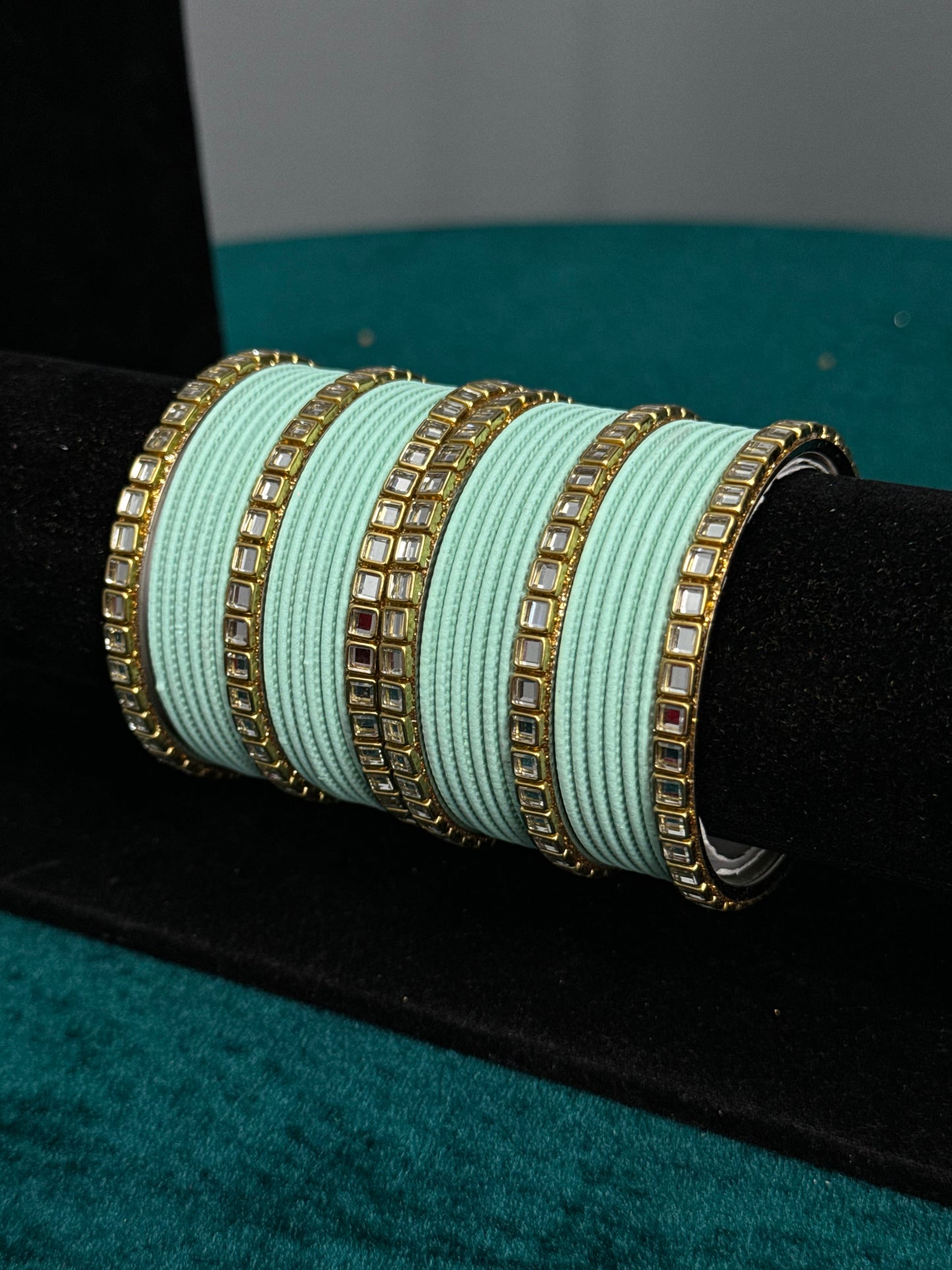 Mint Mirror Work Bangles
