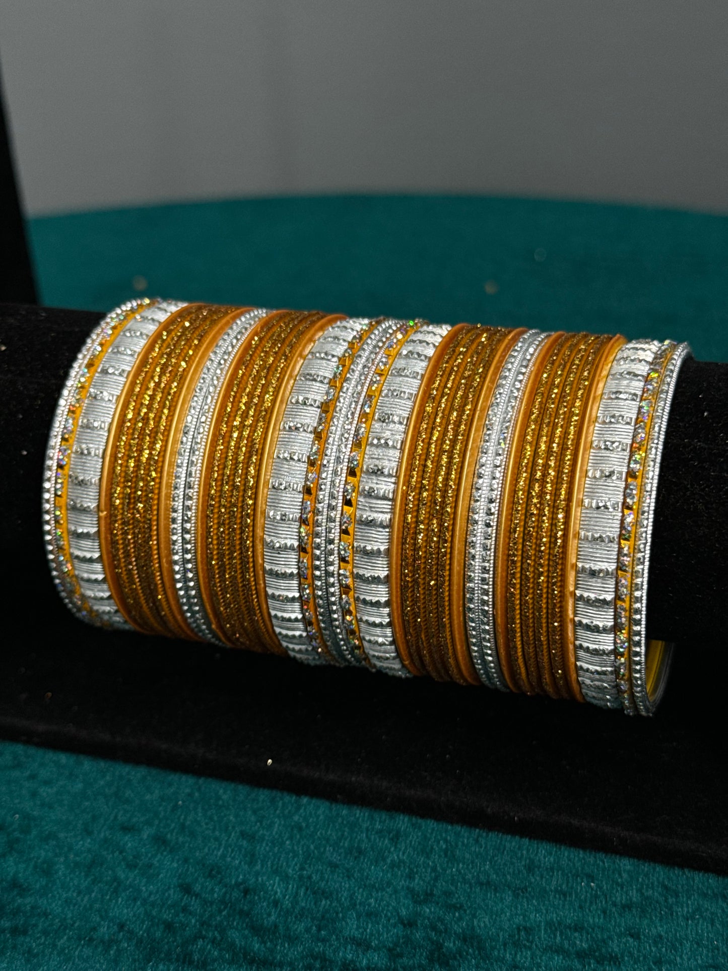 Plain Orange and Silver Work Bangle Set