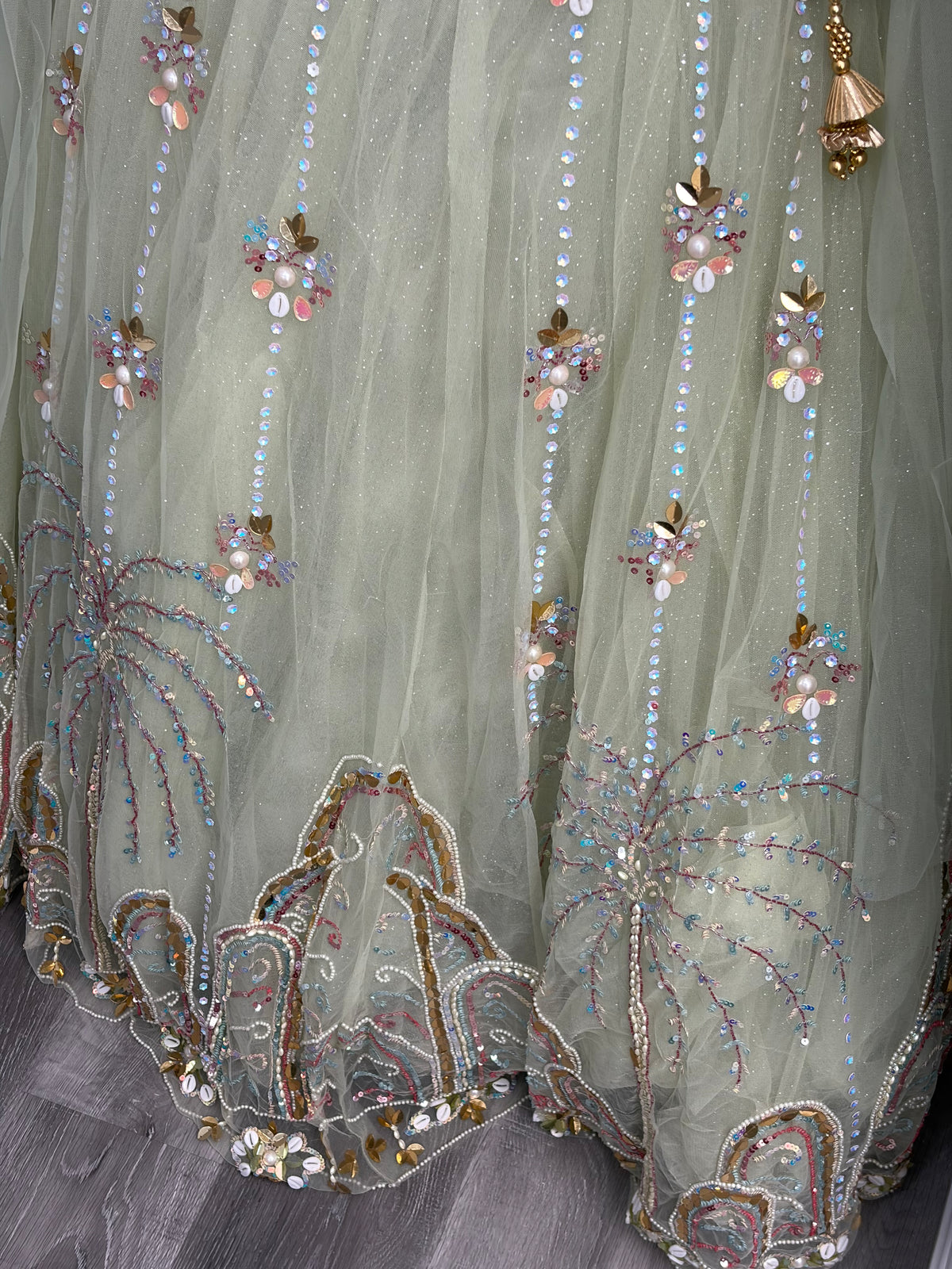 Embellished Light Green Lehenga-AK3941-0726