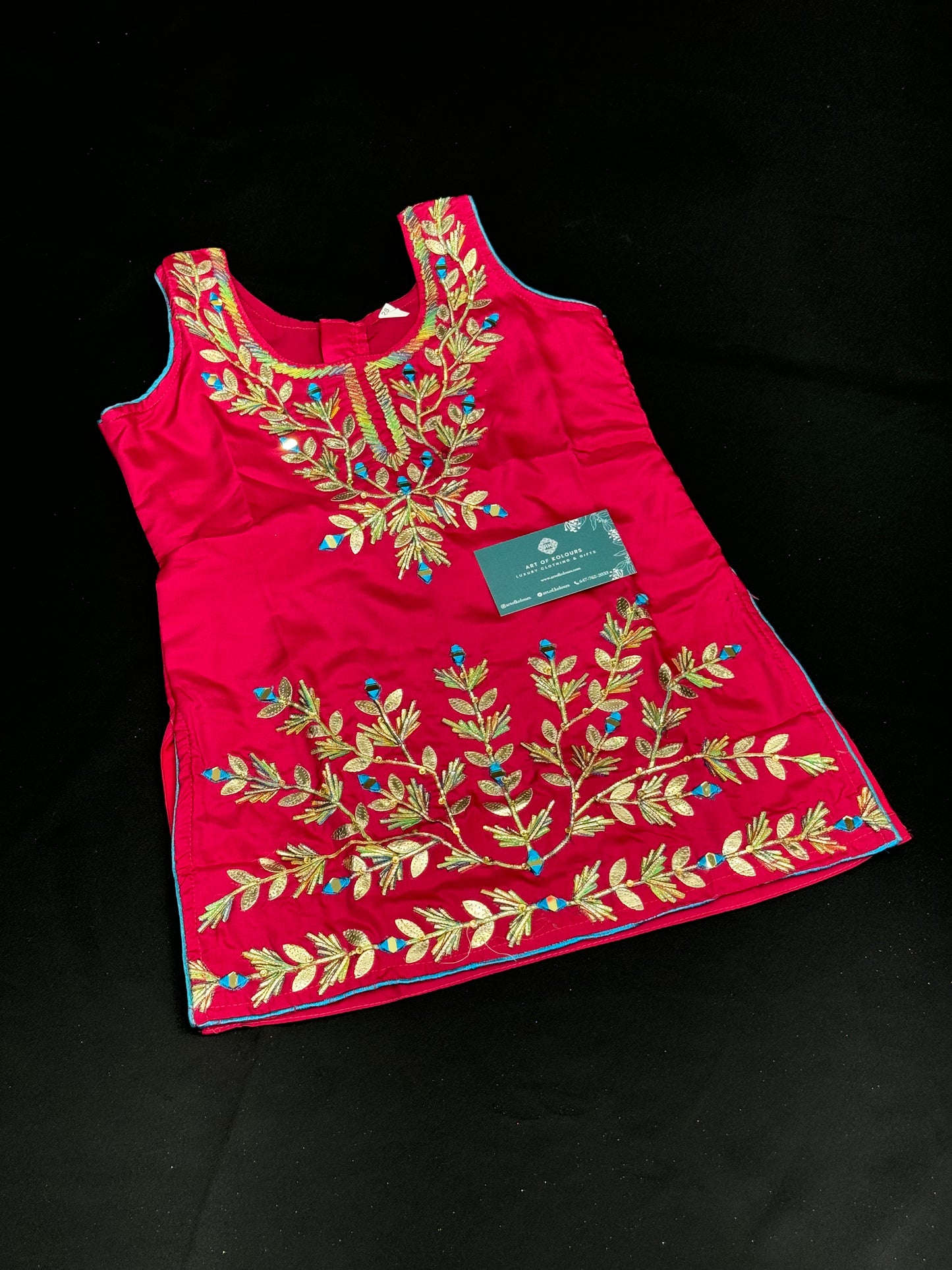 Pavi Kids Frock Salwar Suit- Ruby Red