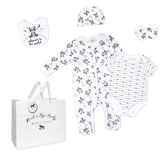 Unisex 5 Piece Mesh Bag Set: Panda World