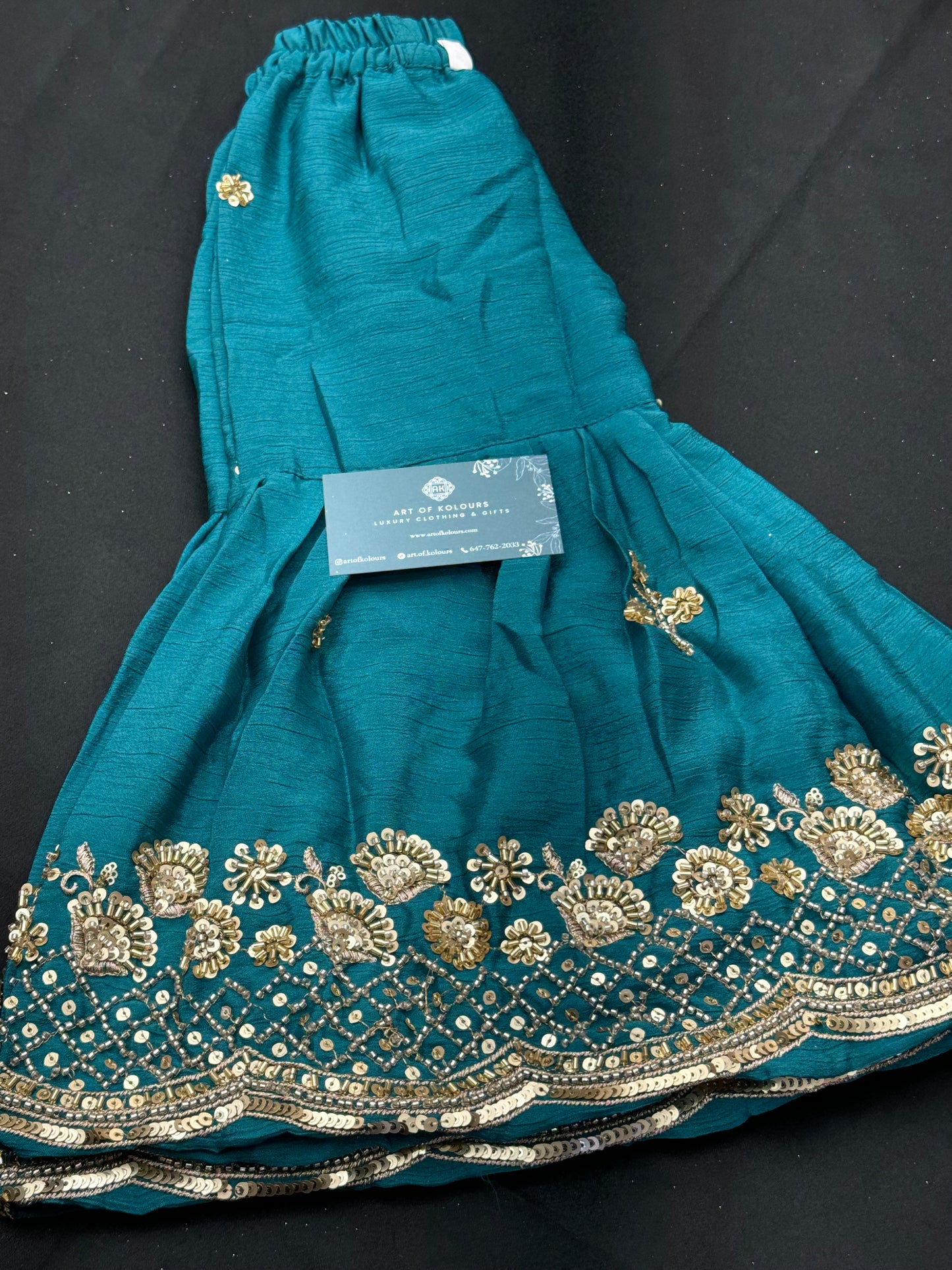 Jasmen Kids Gharara Suit V2- Teal