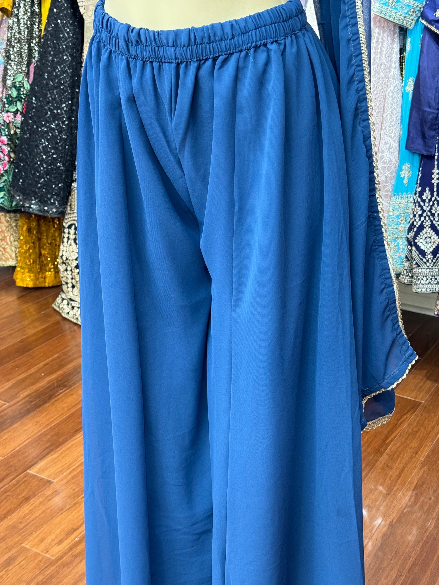 Cape Style Blue Sharara Suit