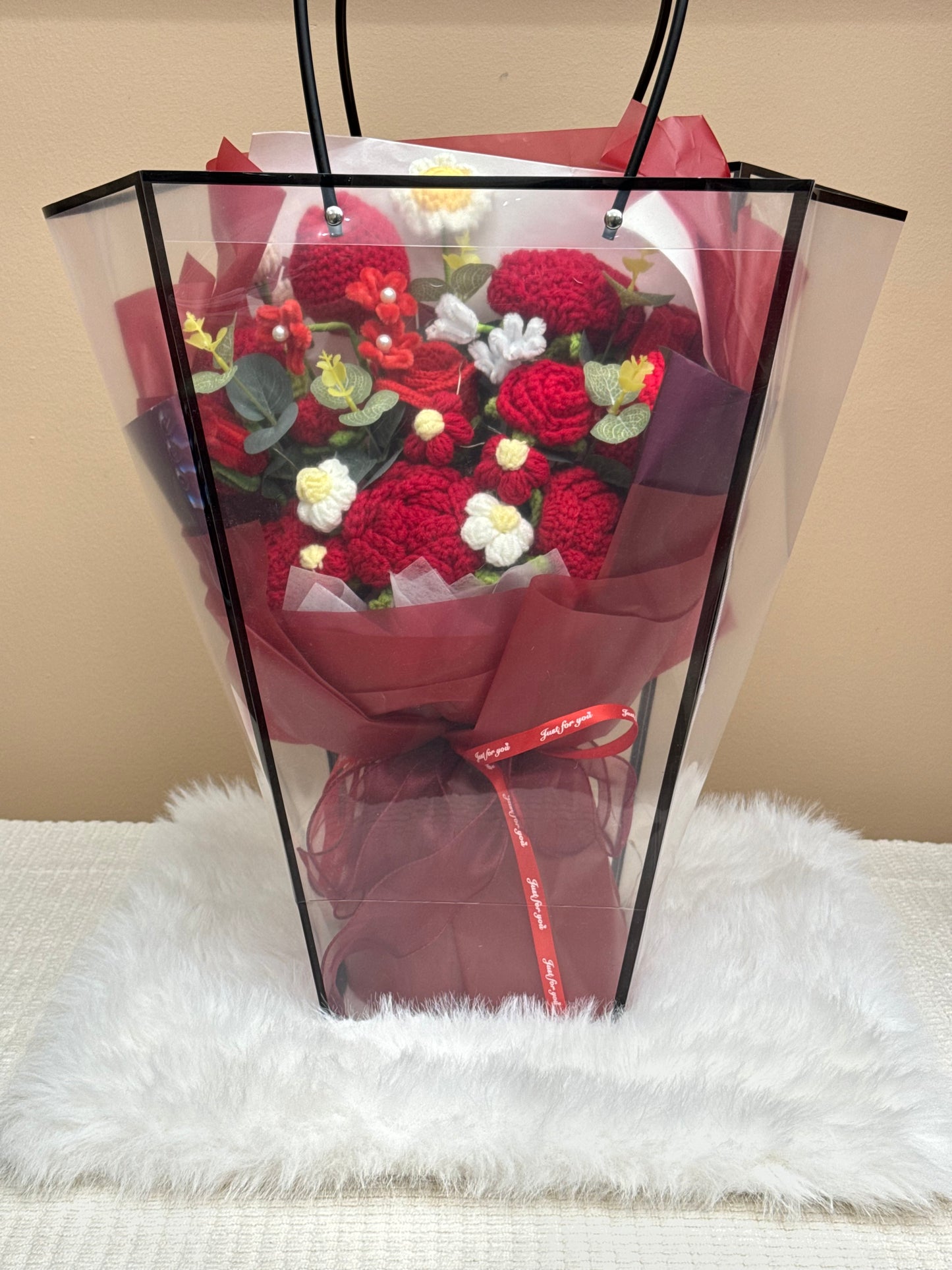 Crochet Flower Bouquets Red Large