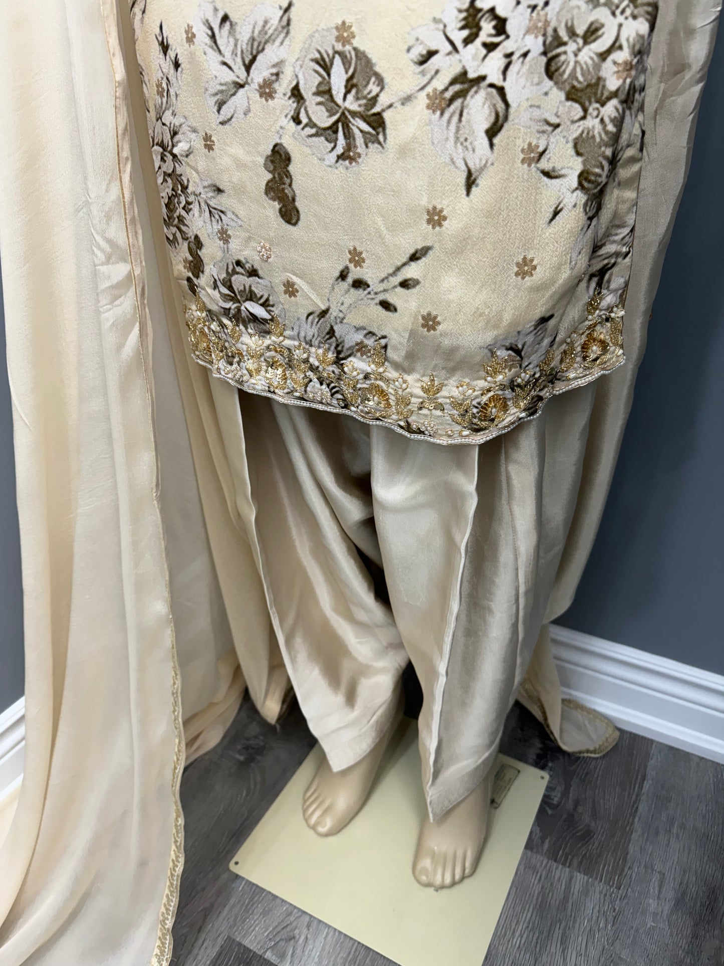 Sonam Printed Handwork Salwar Suit Cream