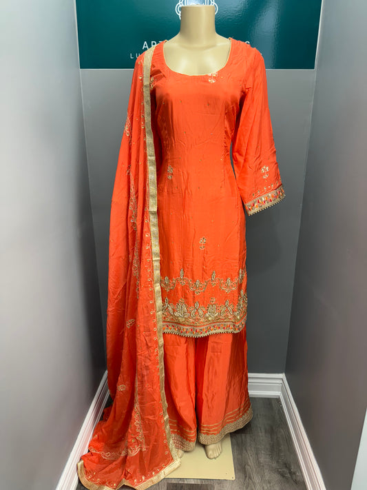 Handwork Sharara Suit- Orange