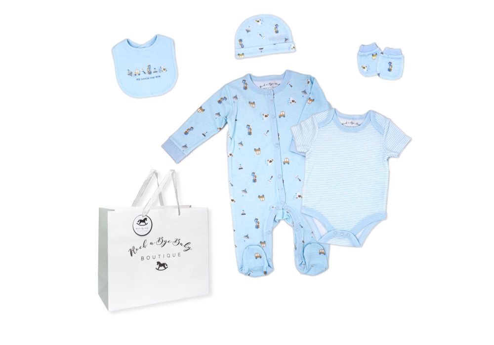 Boys 5 Piece Mesh Bag Set: Blue Toy Box