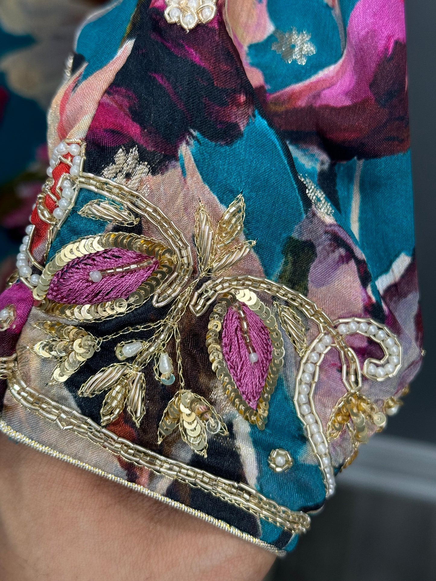 Sonam Printed Handwork Salwar Suit Blue