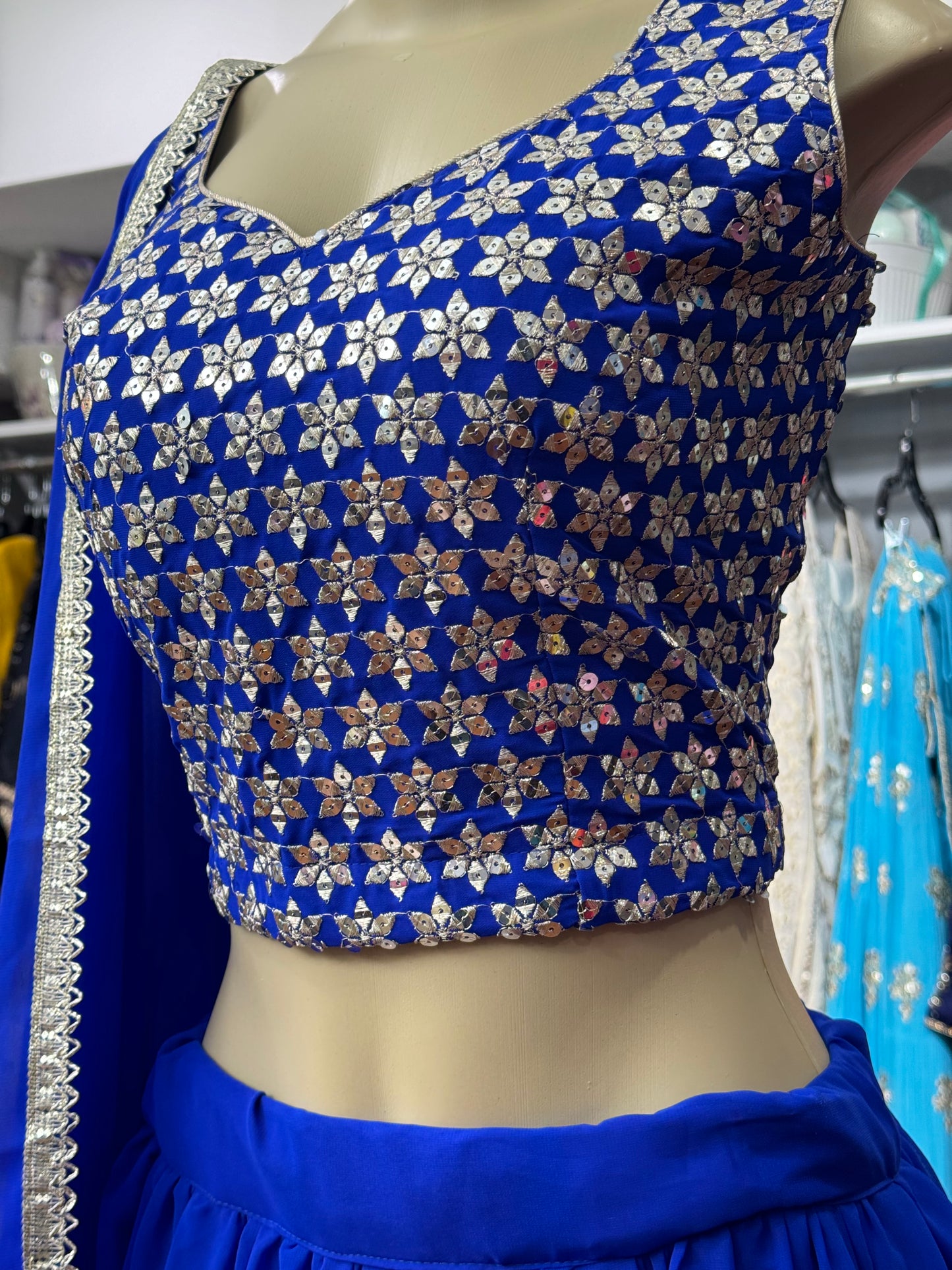 Blue Sequence Work Lehenga