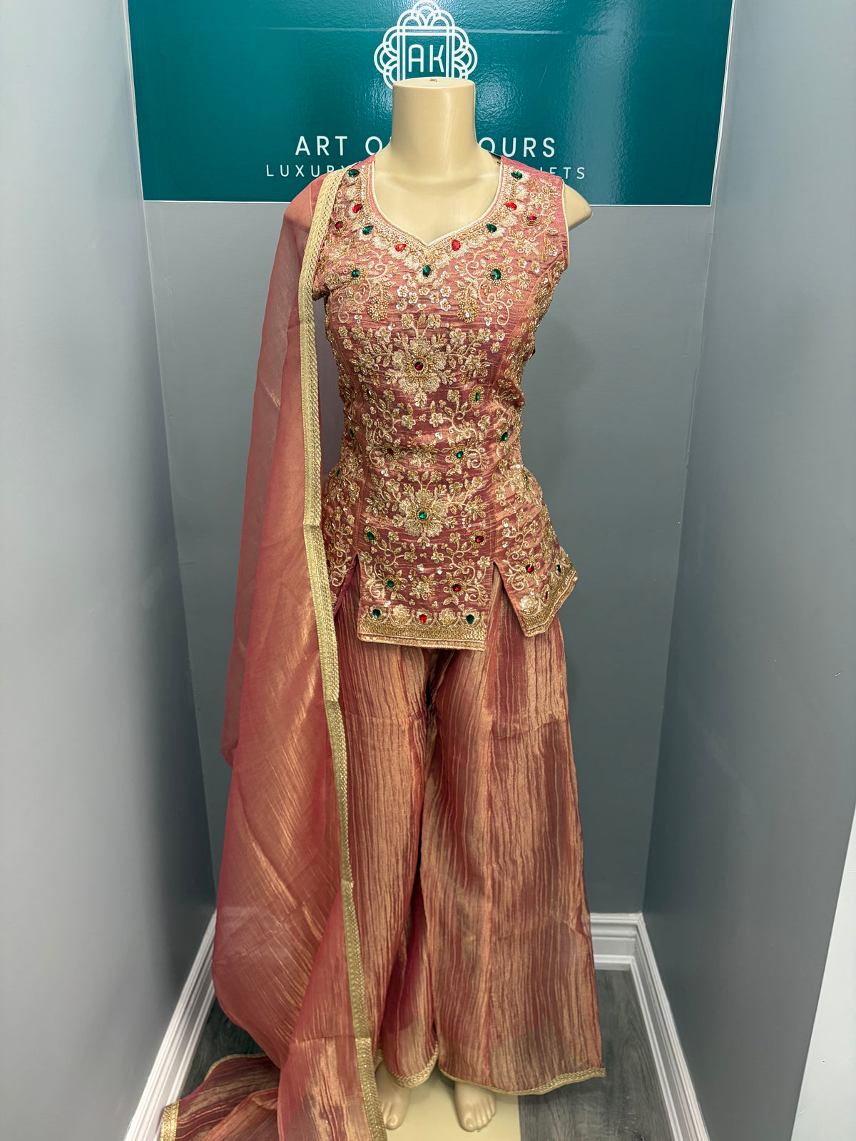 Readymade Short Kurti Sharara Suit- AK5758-0726