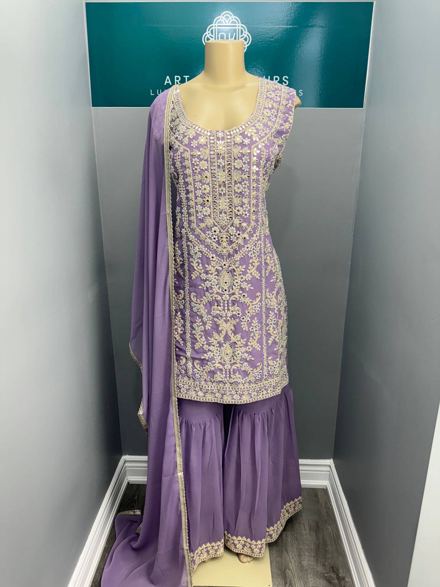 Lavender Phul Readymade Gharara Suit