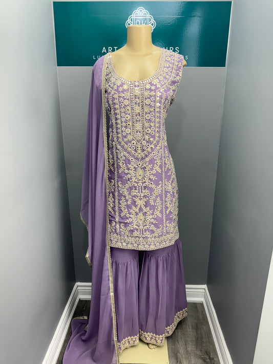 Lavender Phul Readymade Gharara Suit