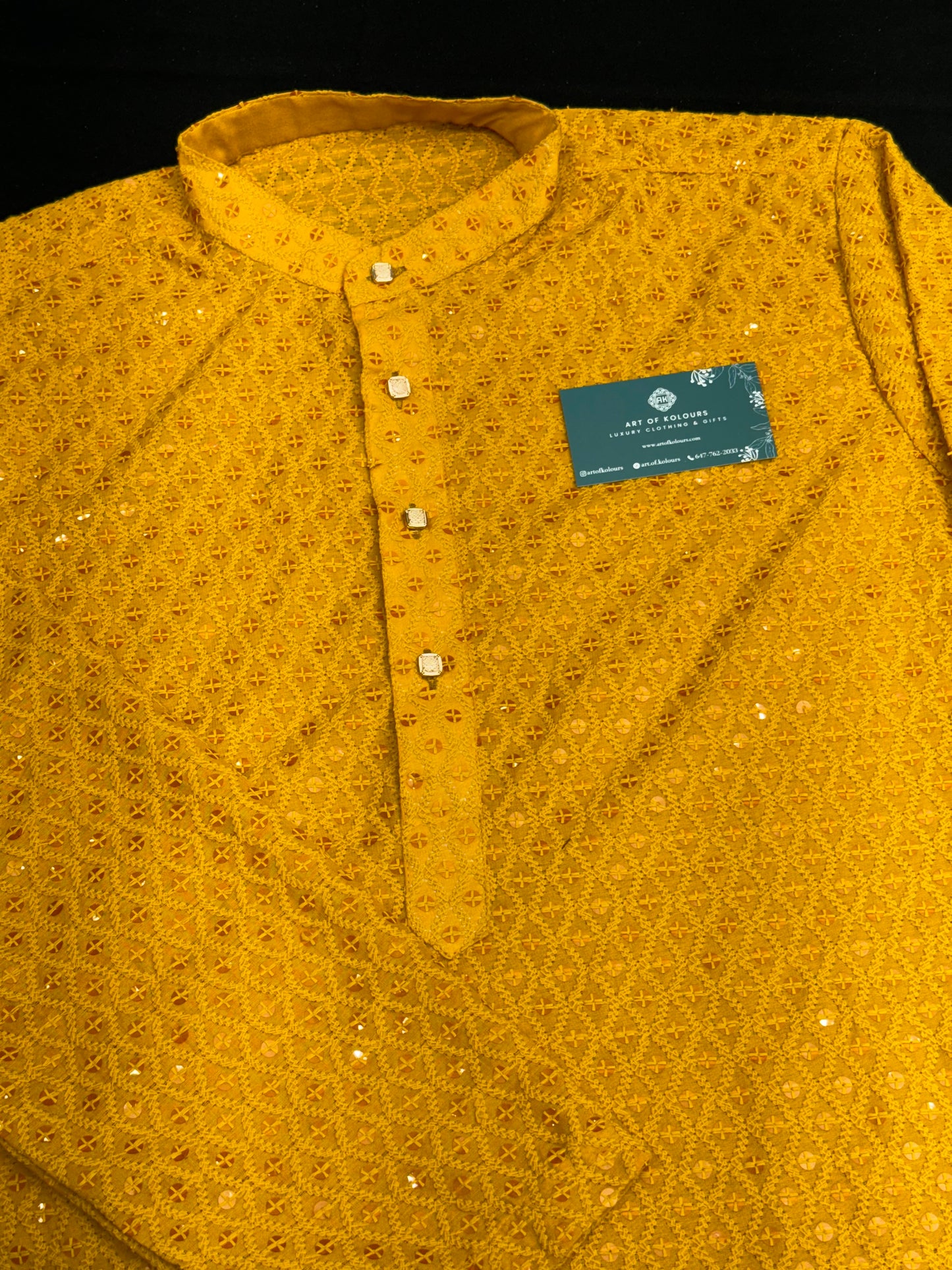 Sequence Kurta Pajama- Yellow