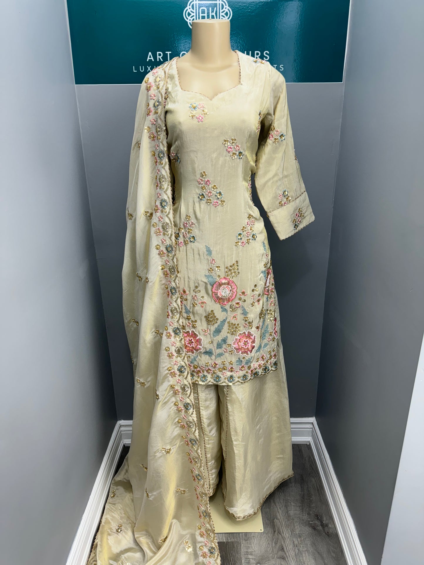 Soneri Phulkari Sharara Suit