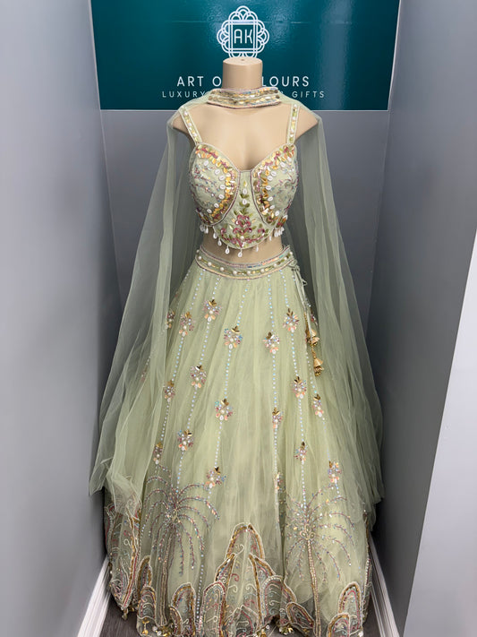 Embellished Light Green Lehenga-AK3941-0726