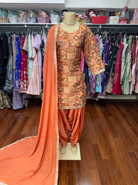 Rust Dola Silk Salwar Suit