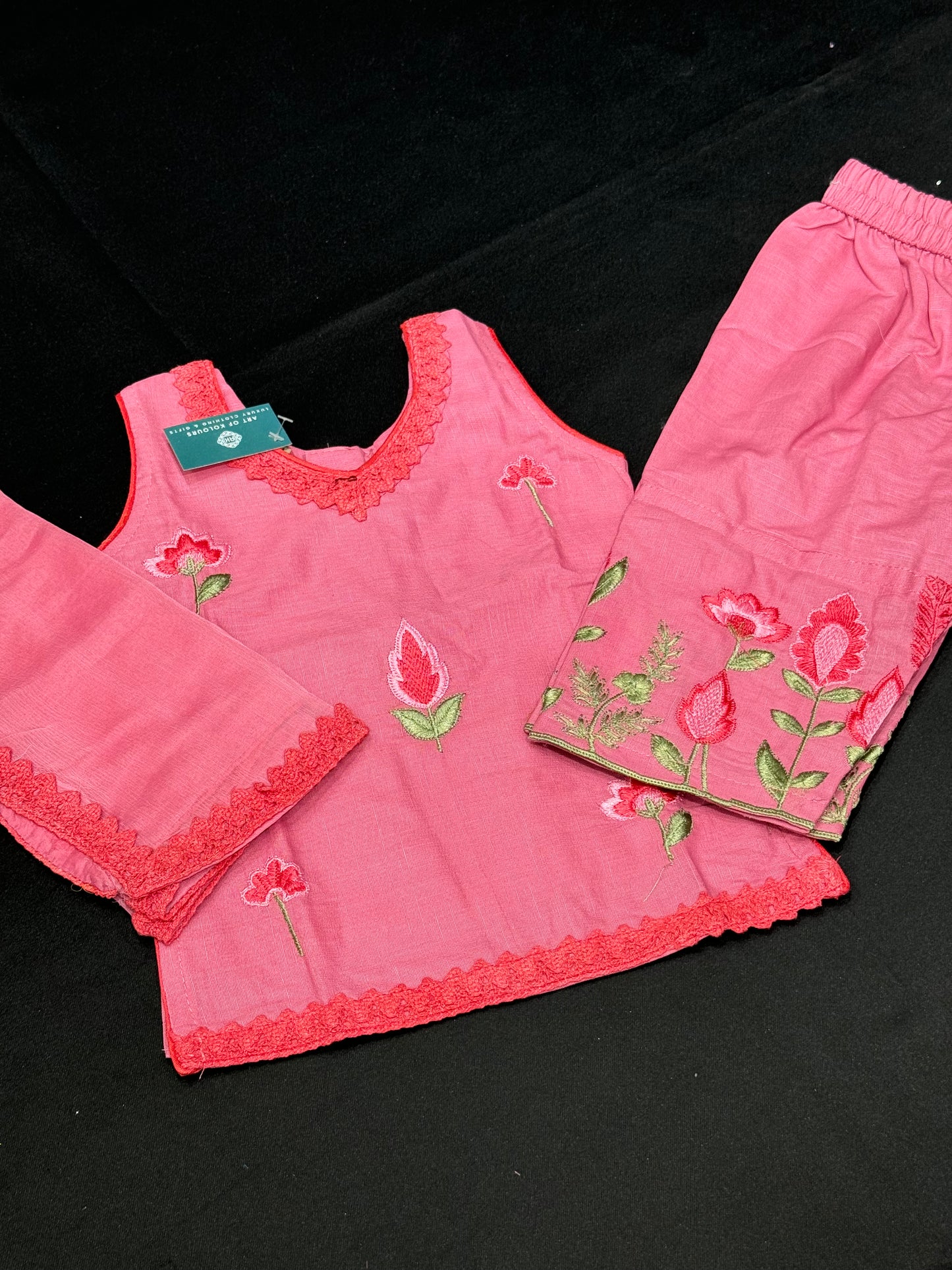 Choti Butti Cotton Babies Salwar Suit- Pink