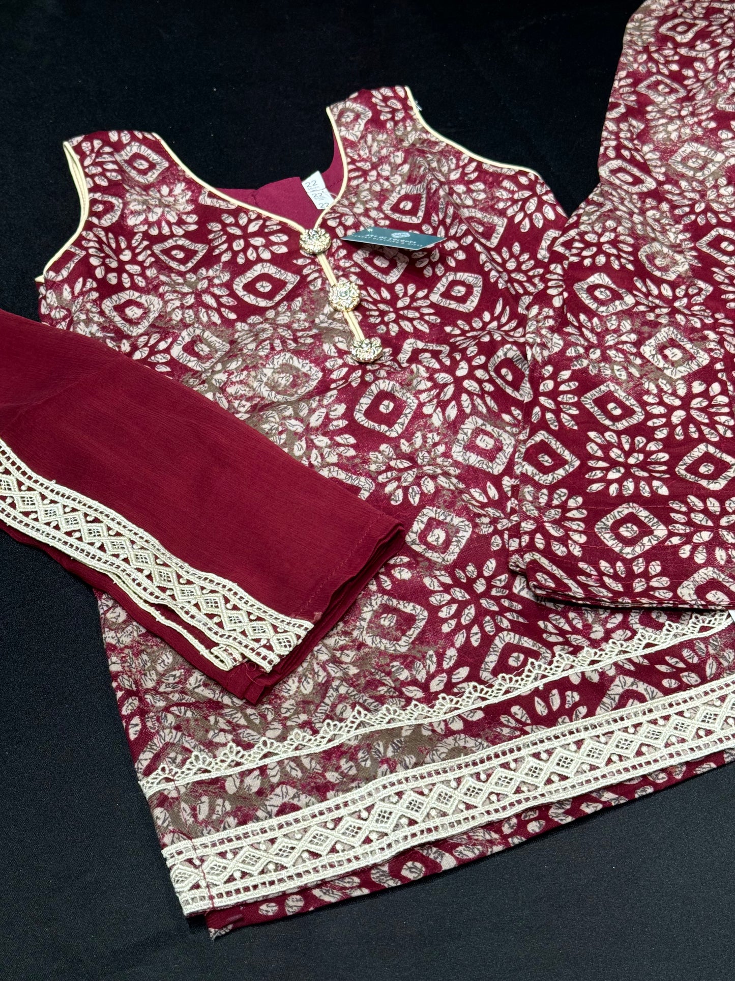 Safri Cotton Babies Salwar Suit- Maroon