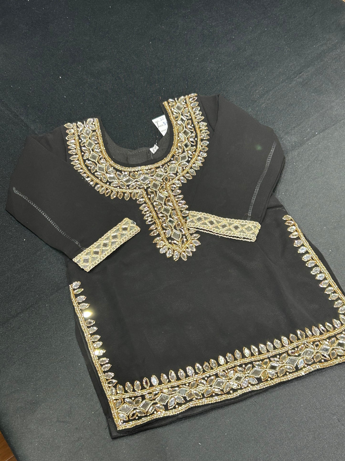 Kids Black Mirror Work Salwar Suit (Size 20~34)
