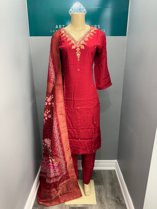 Readymade Crepe Pant Suit- AK5153-25