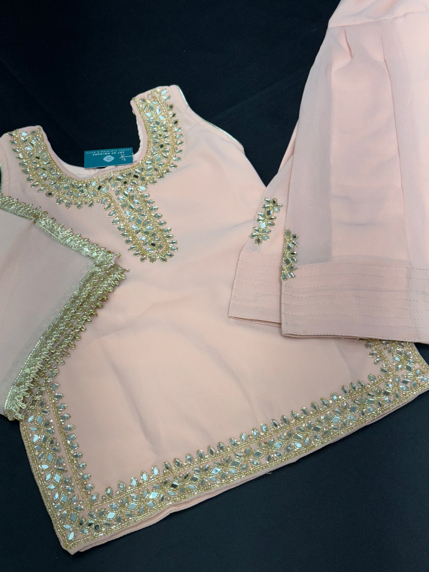 Pooja Kids Handwork Salwar Suit-Peach